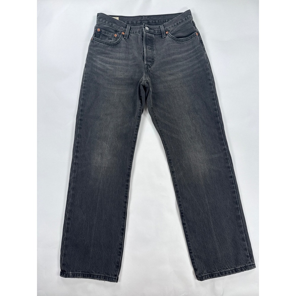 Levis Premium 501 90s Jeans Womens 29x30 Faded Black Wash Straight Leg Mid Rise